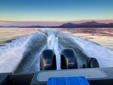 boating at sundown